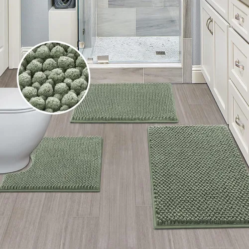 Miniatura 16 de Turquoize Alfombras de baño de felpilla antideslizante para baño, 17 x 24 pulgadas, extra suaves y absorbentes, lavables a máquina, perfectas