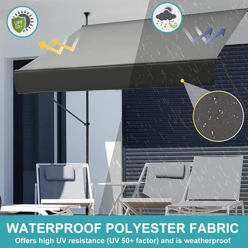 Miniatura 7 de Toldo retráctil para patio, toldo impermeable para puertas, ventanas, cubiertas, porche, patio trasero, jardín (color beige (soporte blanco)