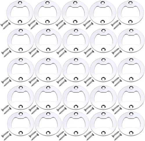 Miniatura 5 de Juego de 100 abridores de botellas de acero inoxidable redondo DIY abridor de botellas Kit de hardware suministro de piezas con tornillos