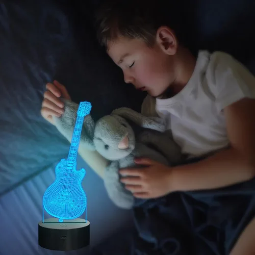 Miniatura 4 de Attivolife Lámpara de guitarra de regalo para guitarra eléctrica, luz nocturna 3D con control remoto + temporizador, lámpara de escritorio que