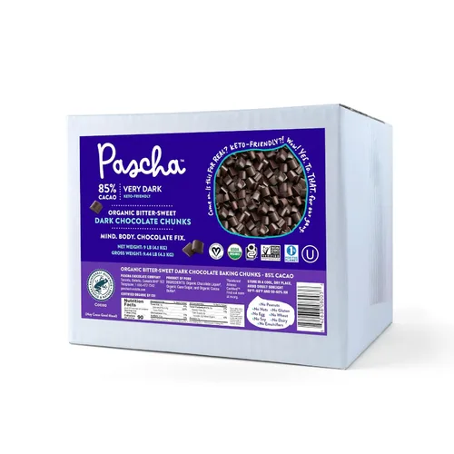 Miniatura 10 de Pascha Chips de Chocolate Semidulce Orgánico a Granel para Hornear 55% Cacao, Sin Alérgenos, Sin OGM, Vegano y de Comercio Justo, 10 Libras