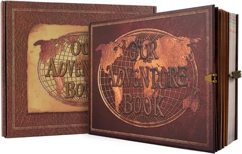 Miniatura 12 de Álbum de fotos scrapbook de tamaño grande de 12x12 pulgadas, 60 páginas, nuestro libro de aventuras con letras en relieve 3D retro, tapa dura