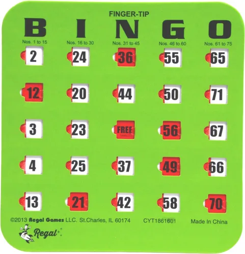 Regal Bingo - Tarjetas de bingo a granel con ventanas deslizantes - Tarjetas reutilizables de bingo con impresión grande para adultos y grupos Verde