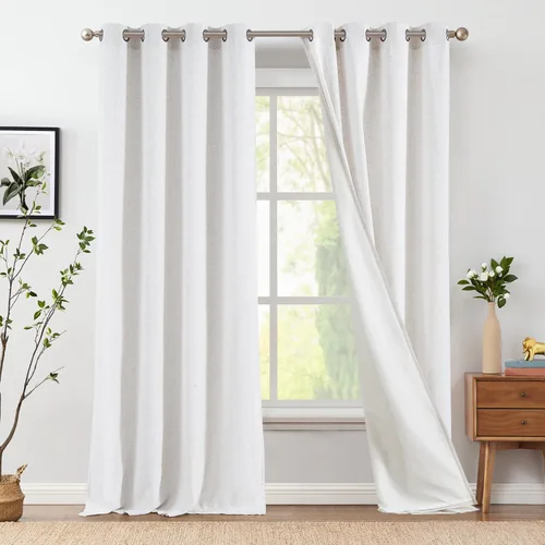 Miniatura 27 de jinchan Cortinas de 108 pulgadas Mezcla de Lino de Lino Semi Transparentes Filtrado de Luz y Resplandor Cortinas Extra Largas para Sala de Estar