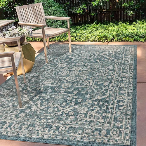 Miniatura 16 de Eyely BMS104D-28 Santa Monica Malta - Alfombra de pasillo con textura de medallón bohemio para interiores y exteriores, rústica, dormitorio, cocina