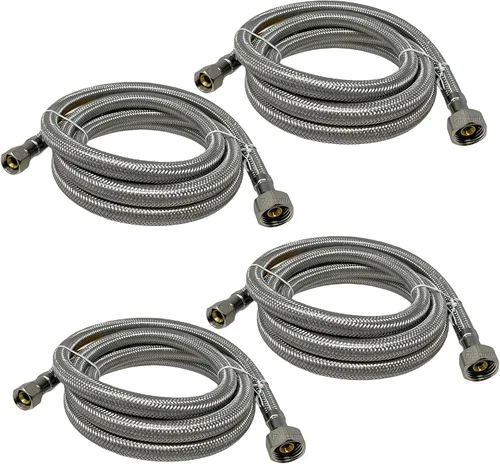 Miniatura 7 de PROCURU - Conector de manguera de grifo FIP de 16 pulgadas (1.3 pies) x 3/8 pulgadas Comp x 1/2 pulgadas, línea de suministro trenzada de acero