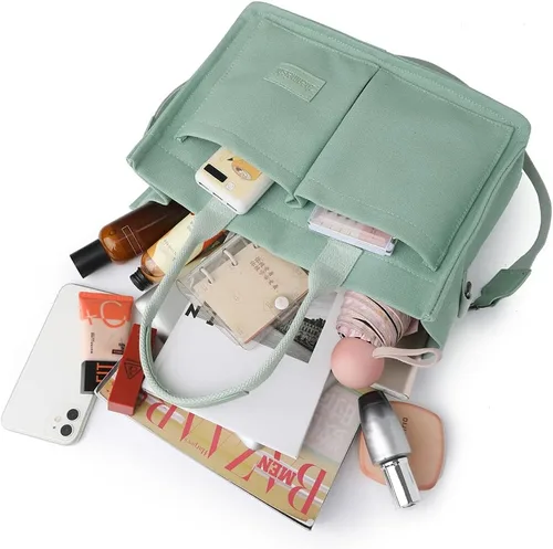 Miniatura 4 de Juoxeepy Bolsa de lona con múltiples bolsillos para mujer, bolsa de iglesia, bolsa de pañales con compartimentos