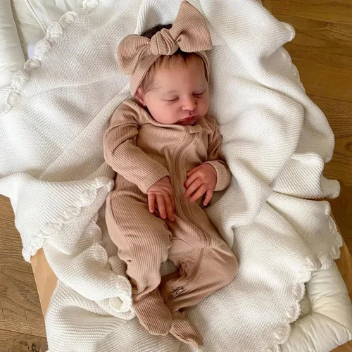 Miniatura 2 de Angelbaby Muñecas bebé reborn de 19 pulgadas, bebé recién nacida realista que duerme, muñeca Laura, bebé suave de silicona, sensación de bebé