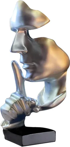 aboxoo Estatuas abstractas El silencio es oro Objetos decorativos, estatuilla moderna y simple de resina, decoración de escritorio para piano de