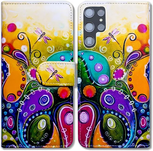 Miniatura 14 de Bcov Funda para Galaxy S22 Ultra, linda libélula de cuero con tapa para teléfono con ranura para tarjetas, soporte para Samsung Galaxy S22 Ultra 5G