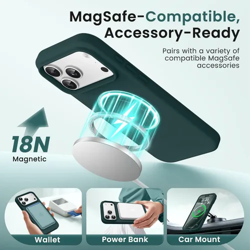 Miniatura 189 de GONEZ Funda de silicona para iPhone 15 Pro Max, compatible con Magsafe, protector de cámara + protector de pantalla, forro de microfibra suave