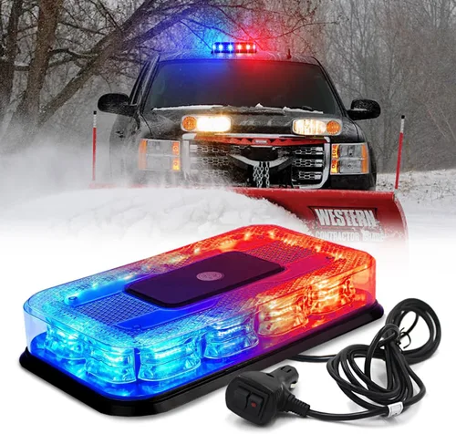 Miniatura 2 de Barra de luces estroboscópicas LED roja y azul de 12 pulgadas para techo, 72 LED, magnética, mini luz de advertencia de emergencia para vehículos