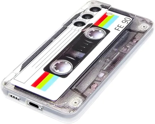 Miniatura 5 de FAteamll Funda para Galaxy S22 a prueba de golpes a prueba de arañazos con TPU suave parachoques retro cassette cinta caso compatible con Samsung