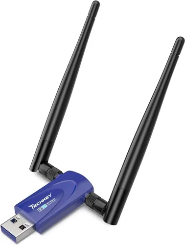 Miniatura 12 de Adaptador WiFi USB AC1300Mbps para PC - Techkey Dual 5Dbi Antena inalámbrica WiFi de alta ganancia Adaptador de red Dongle con 2.4GHz/400Mbps