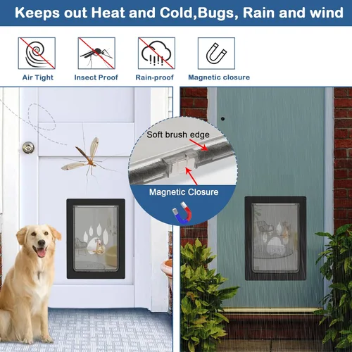 Miniatura 4 de CEESC Puerta Grande para Perros para Mascotas de Hasta 100 lb, Puerta para Mascotas Resistente a la Intemperie para Gatos y Perros, Duradera, Panel