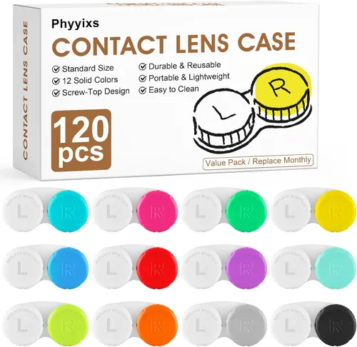 Miniatura 8 de Paquete de 12 fundas coloridas para lentes de contacto, caja de almacenamiento a granel con 12 colores, a prueba de fugas y duradera, kit