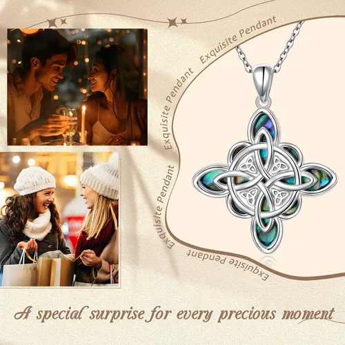 Miniatura 81 de FLYOW Collar con colgante de nudo celta de plata de ley 925 de buena suerte irlandés para mujer, regalo de cumpleaños y graduación