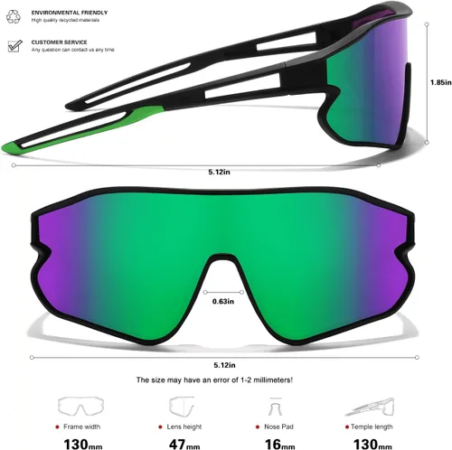 Miniatura 9 de Lentes de sol para niños, lentes de sol de béisbol juveniles, polarizados, deportivos, ciclismo, para niños y niñas, marco ligero
