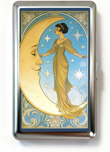 Miniatura 10 de Vintage Art Deco - Funda versátil para tarjetas y efectivo, cartera delgada de metal para mujeres y hombres, tarjetas de visita de identificación