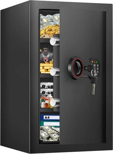 Miniatura 9 de [19.7 pulgadas de alto] Caja fuerte grande para el hogar, cajas fuertes antirrobo con sistema de alarma doble, teclado programable y llaves