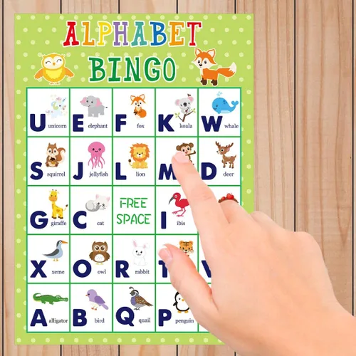 Miniatura 6 de Fancy Land Juego de bingo del alfabeto, juego educativo de aprendizaje de letras para niños, escuela, aula, hogar, suministros para fiestas