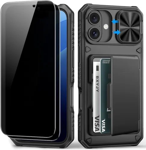 Miniatura 41 de BXYJY Funda tipo cartera para iPhone 15 Pro con tarjetero (4-5 tarjetas) y cubierta deslizante para cámara y soporte, protección contra caídas