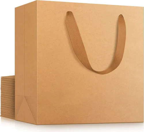 Miniatura 36 de EUSOAR Bolsas de Regalo Grandes Azul Marino, Paquete de 25 - Bolsas de Papel de Compras de 12.5"x4.5"x11" con Asas para Negocios, Manualidades