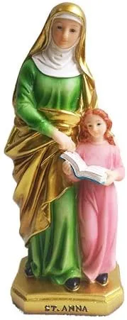 Estatua religiosa de Santa Ana, escultura de Santa Ana, estatua de Santo Ana, estatua decorativa de Ana con estatua infantil, regalo (8 pulgadas)