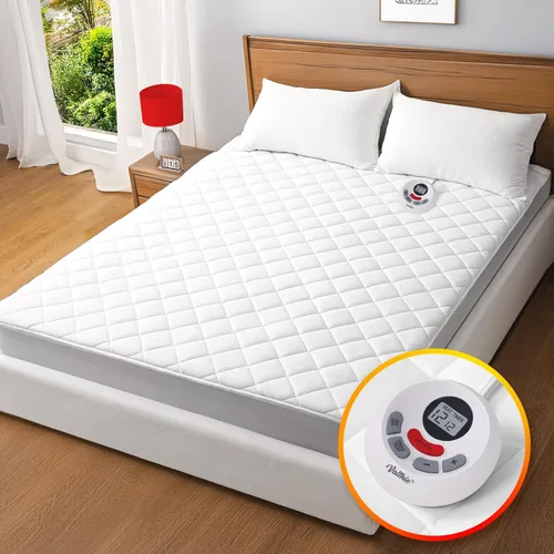 Protector de colchón térmico tamaño individual, protector de colchón eléctrico con funciones de precalentamiento, calentador de cama con controlador