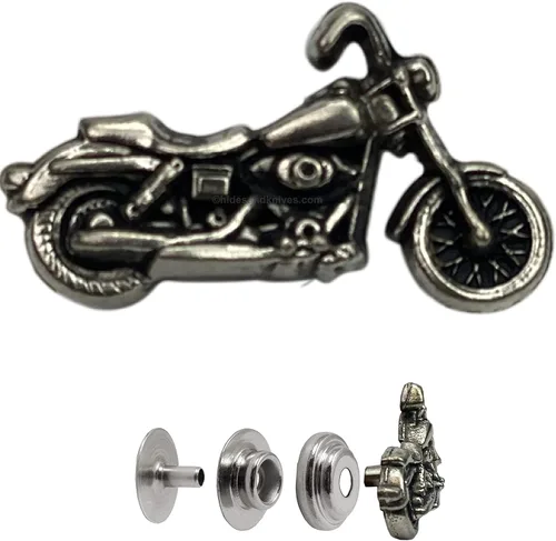 Hides & Knives Bicicleta decorativa antigua para motocicleta, 5 juegos incluidos, línea premium 24 botones a presión de cuero, Motocicleta