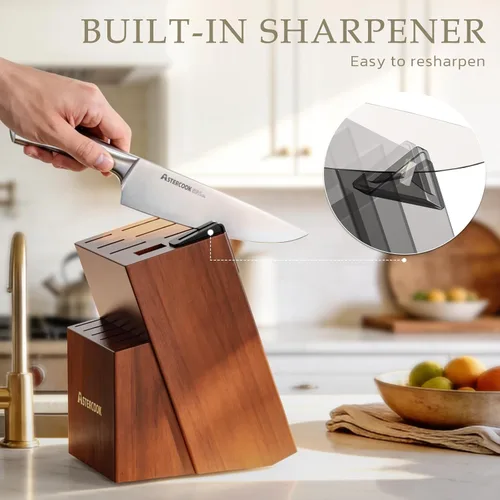 Miniatura 5 de Astercook Juego de Cuchillos, Juego de Cuchillos de Cocina con Bloque y Afilador Full Tang 15 Piezas Cuchillos de Acero Inoxidable Premium Hoja