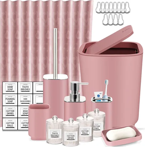 Miniatura 8 de Accesorios de baño verdes, juego de baño de 11 piezas, bandeja, soporte para cepillos de dientes, taza para cepillos de dientes, dispensador