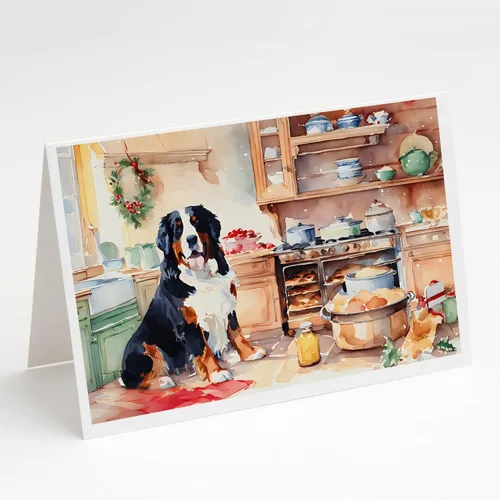 Miniatura 181 de Caroline's Treasures DAC3884GCA7P Paquete de 8 tarjetas en blanco de Navidad con galletas de husky siberiano Tarjetas de felicitación con sobres