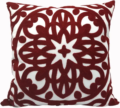 Miniatura 48 de Alysheer - Funda de almohada lumbar decorativa bordada 12" x 20", patrón de bordado clásico Boho Mandala, funda de cojín rectangular de algodón