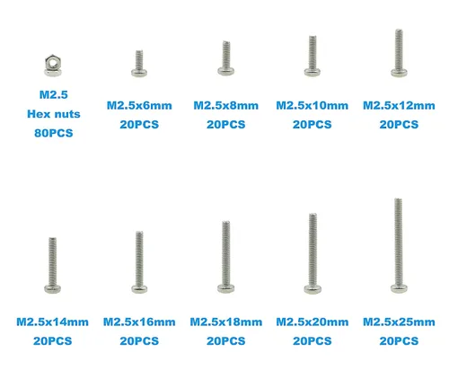 Miniatura 2 de Juego de tornillos Phillips de cabeza plana métricos M2.5 de acero inoxidable y tuercas (M2.5)