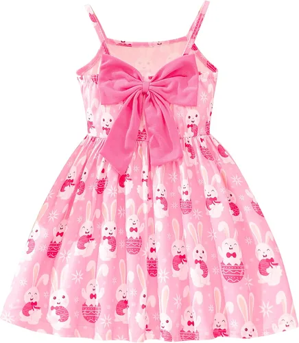 Miniatura 68 de Vestido de verano para niños pequeños, con diseño de dinosaurio, sin espalda, con lazo, vestido de playa de cumpleaños