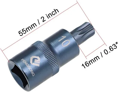 Miniatura 2 de uxcell 1/2" Drive x M10 (0.394 in) Triple Square Spline Bit Socket, S2 Brocas de acero, enchufes CR-V de 2" de longitud (solo para uso manual)