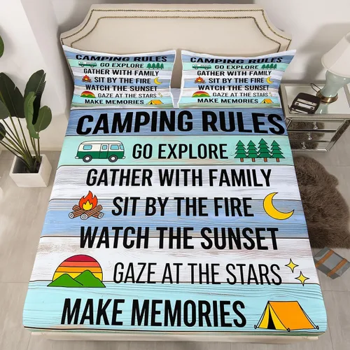 Miniatura 20 de Juego de sábanas bajeras de verano con reglas de la piscina, rústica, casa de campo, tamaño individual para niños, adolescentes y adultos, sábanas