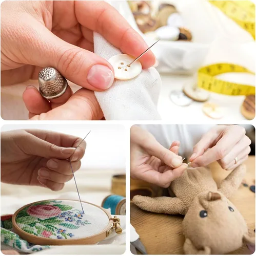 Miniatura 6 de FIVEIZERO Juego de agujas de coser a mano premium, 90 agujas de bordar surtidas con enhebradores, cuchillo para quitar hilos, dedal, cinta métrica