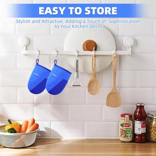 Miniatura 7 de Mini guantes para horno, guantes para horno de cocina, guantes de cocina de 500 grados resistentes al calor, superficie de silicona antideslizante