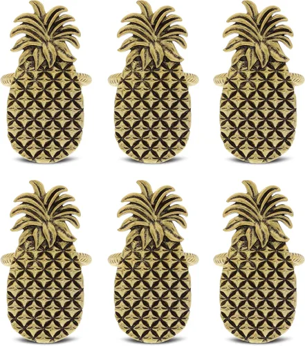 Miniatura 10 de Juego de 6 servilleteros dorados – Elegantes servilleteros de metal dorado, servilleteros de centro de mesa de lujo para cenas familiares, fiestas