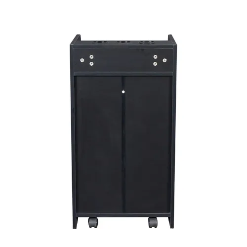 Miniatura 4 de SSLine Estación de salón moderna, soporte de piso negro, gabinete de madera para estilista, peluquería, peluquería, mesa de almacenamiento clásica