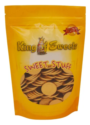 Miniatura 5 de Monedas de oro de chocolate con leche de 1 libra en una bolsa de King Of Sweets resellable a granel