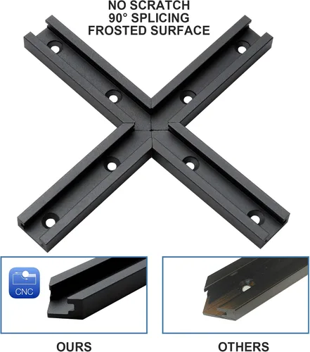Miniatura 2 de Kit de intersección de aluminio T-Track de 3 pulgadas – Perfil de doble corte universal con agujeros de montaje preperforados -Carpintería