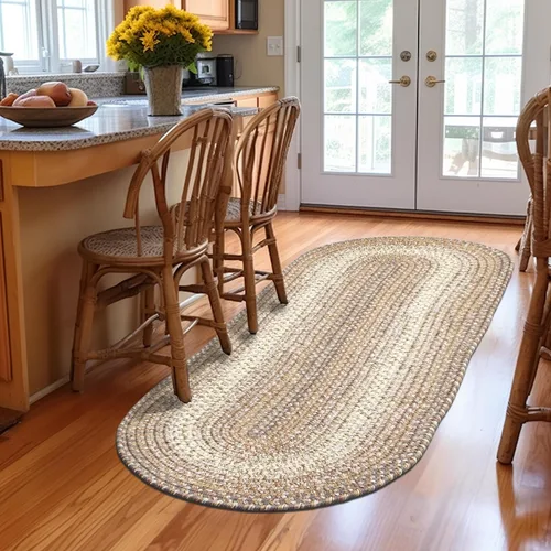 Super Area Rugs Alfombras Trenzadas Alfombra de Cocina Estilo Granja - Alfombra Trenzada Ridgewood para Sala de Estar - Reversible - Taupetone /