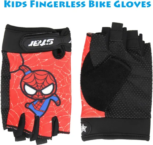 Miniatura 2 de Guantes de bicicleta sin dedos para niños, guantes deportivos de superhéroe de araña para niños, barras de mono, guantes de escalada, ciclismo, pesca