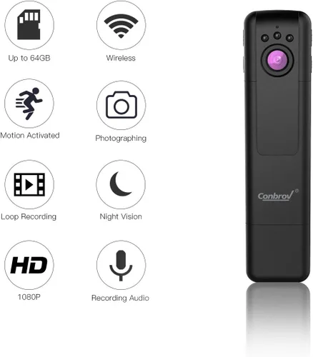 Miniatura 2 de Cámara inalámbrica Wifi de 1080P HD para niñera con visión nocturna, grabadora de cámara corporal portátil con transmisión en vivo en tiempo real