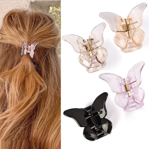 Miniatura 13 de Canitor Pinzas de mariposa para mujer, 3 piezas: pinzas para el cabello de mariposa para mujer, transparentes, perlas, cabello grueso y fino