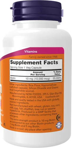 Miniatura 2 de Suplemento energético de biotina (cápsulas veganas), de NOW Foods, 120, 1, 1