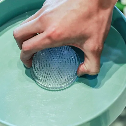 Miniatura 4 de Juego de 2 pinzas para arreglos florales Rana de Flores de plástico transparente, 70 mm (2.76" pulgadas)